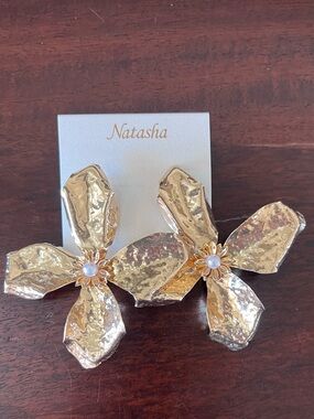Natasha Gold Floral Statement Earrings